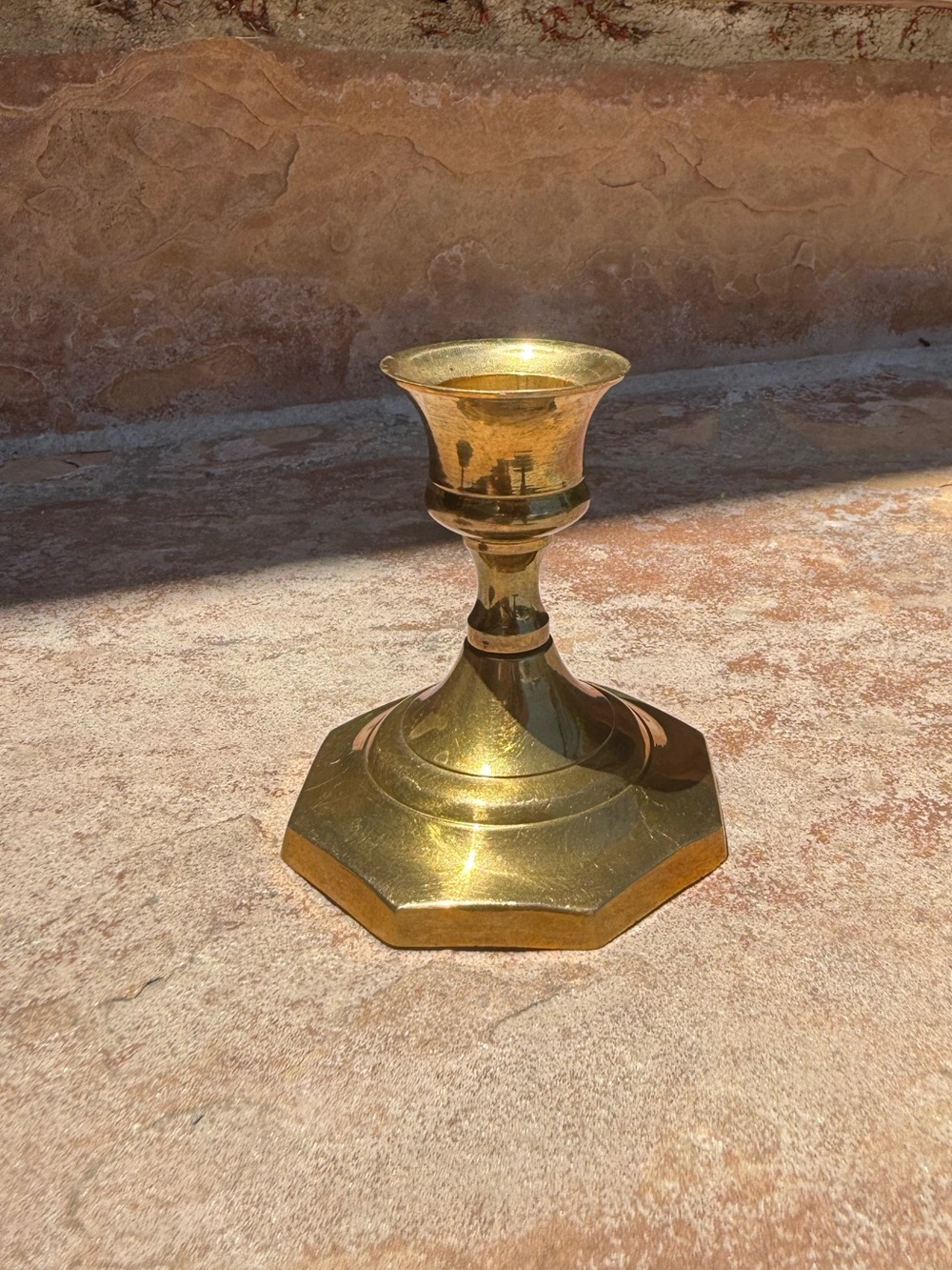 Brass geometric candle holder